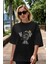 Evil Bomb Ön Baskılı Siyah Oversize T-Shirt Erkek Kadın Bisiklet Yaka 4