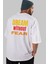 Dream Without Fear Arka Baskılı Beyaz Oversize T-Shirt Erkek Kadın Bisiklet Yaka 1