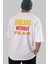 Dream Without Fear Arka Baskılı Beyaz Oversize T-Shirt Erkek Kadın Bisiklet Yaka 2