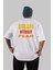Dream Without Fear Arka Baskılı Beyaz Oversize T-Shirt Erkek Kadın Bisiklet Yaka 5