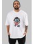 Eyeball Monster Ön Baskılı Beyaz Oversize T-Shirt Erkek Kadın Bisiklet Yaka 3