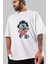 Eyeball Monster Ön Baskılı Beyaz Oversize T-Shirt Erkek Kadın Bisiklet Yaka 4