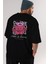 Love Is Divine Bear Arka Baskılı Siyah Oversize T-Shirt Erkek Kadın Bisiklet Yaka 3