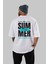 Summer Vibes 2 Arka Baskılı Beyaz Oversize T-Shirt Erkek Kadın Bisiklet Yaka 3