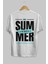 Summer Vibes 2 Arka Baskılı Beyaz Oversize T-Shirt Erkek Kadın Bisiklet Yaka 5