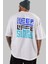 Keep Life Simple Yazılı Arka Baskılı Beyaz Oversize T-Shirt Erkek Kadın Bisiklet Yaka 3