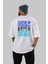 Keep Life Simple Yazılı Arka Baskılı Beyaz Oversize T-Shirt Erkek Kadın Bisiklet Yaka 4