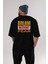 Dream Without Fear Arka Baskılı Siyah Oversize T-Shirt Erkek Kadın Bisiklet Yaka 5