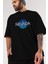 Nevada Yazılı Ön Baskılı Siyah Oversize T-Shirt Erkek Kadın Bisiklet Yaka 3
