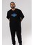 Nevada Yazılı Ön Baskılı Siyah Oversize T-Shirt Erkek Kadın Bisiklet Yaka 5