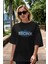 The Bronx Yazılı Ön Baskılı Siyah Oversize T-Shirt Erkek Kadın Bisiklet Yaka 3