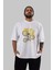 Fly In The Sky Ön Baskılı Beyaz Oversize T-Shirt Erkek Kadın Bisiklet Yaka 5