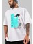 Japan Yazılı Streetwear Ön Baskılı Beyaz Oversize T-Shirt Erkek Kadın Bisiklet Yaka 2