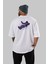 Having Fun In Outer Arka Baskılı Beyaz Oversize T-Shirt Erkek Kadın Bisiklet Yaka 4