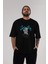 Sacrifice Yourself Bear Ön Baskılı Siyah Oversize T-Shirt Erkek Kadın Bisiklet Yaka 1