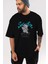 Sacrifice Yourself Bear Ön Baskılı Siyah Oversize T-Shirt Erkek Kadın Bisiklet Yaka 4