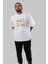 Love Yourself Yazılı Ön Baskılı Beyaz Oversize T-Shirt Erkek Kadın Bisiklet Yaka 1