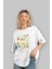 Love Yourself Yazılı Ön Baskılı Beyaz Oversize T-Shirt Erkek Kadın Bisiklet Yaka 5