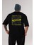 Sorry To Sorry Arka Baskılı Siyah Oversize T-Shirt Erkek Kadın Bisiklet Yaka 5