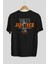The Justice Arka Baskılı Siyah Oversize T-Shirt Erkek Kadın Bisiklet Yaka 2