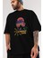 Summer Time Yazılı Ön Baskılı Siyah Oversize T-Shirt Erkek Kadın Bisiklet Yaka 2