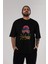 Summer Time Yazılı Ön Baskılı Siyah Oversize T-Shirt Erkek Kadın Bisiklet Yaka 3