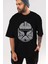 Trooper Ön Baskılı Siyah Oversize T-Shirt Erkek Kadın Bisiklet Yaka 1