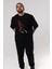 Slamdunk Ön Baskılı Siyah Oversize T-Shirt Erkek Kadın Bisiklet Yaka 5