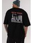 New York Arka Baskılı Siyah Oversize T-Shirt Erkek Kadın Bisiklet Yaka 5