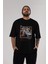 Wild Passion Ön Baskılı Siyah Oversize T-Shirt Erkek Kadın Bisiklet Yaka 1
