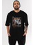 Wild Passion Ön Baskılı Siyah Oversize T-Shirt Erkek Kadın Bisiklet Yaka 2
