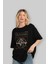 Future Heart Ön Baskılı Siyah Oversize T-Shirt Erkek Kadın Bisiklet Yaka 1