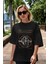 Future Heart Ön Baskılı Siyah Oversize T-Shirt Erkek Kadın Bisiklet Yaka 3