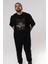 Future Heart Ön Baskılı Siyah Oversize T-Shirt Erkek Kadın Bisiklet Yaka 4