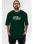 Harbi Zehir Ön Baskılı Zümrüt Yeşili Oversize T-Shirt Erkek Kadın Bisiklet Yaka 1