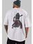 Kylo Arka Baskılı Beyaz Oversize T-Shirt Erkek Kadın Bisiklet Yaka 3