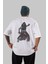 Kylo Arka Baskılı Beyaz Oversize T-Shirt Erkek Kadın Bisiklet Yaka 4