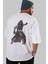 Kylo Arka Baskılı Beyaz Oversize T-Shirt Erkek Kadın Bisiklet Yaka 5