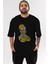 Homer Simpson Ön Baskılı Siyah Oversize T-Shirt Erkek Kadın Bisiklet Yaka 1