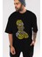 Homer Simpson Ön Baskılı Siyah Oversize T-Shirt Erkek Kadın Bisiklet Yaka 5