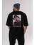 Freddy Merkrueger Arka Baskılı Siyah Oversize T-Shirt Erkek Kadın Bisiklet Yaka 5