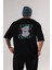 Expect Arka Baskılı Siyah Oversize T-Shirt Erkek Kadın Bisiklet Yaka 4