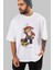 Teddy Bear Treasure Hunt Ön Baskılı Beyaz Oversize T-Shirt Erkek Kadın Bisiklet Yaka 1