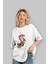 Teddy Bear Treasure Hunt Ön Baskılı Beyaz Oversize T-Shirt Erkek Kadın Bisiklet Yaka 3