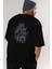 Samurai Robot Skull Arka Baskılı Siyah Oversize T-Shirt Erkek Kadın Bisiklet Yaka 3