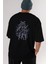 Samurai Robot Skull Arka Baskılı Siyah Oversize T-Shirt Erkek Kadın Bisiklet Yaka 4