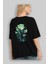 Haunted House Arka Baskılı Siyah Oversize T-Shirt Erkek Kadın Bisiklet Yaka 3