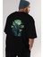 Haunted House Arka Baskılı Siyah Oversize T-Shirt Erkek Kadın Bisiklet Yaka 5