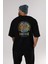 Brooklyn And New York Arka Baskılı Siyah Oversize T-Shirt Erkek Kadın Bisiklet Yaka 3