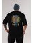 Brooklyn And New York Arka Baskılı Siyah Oversize T-Shirt Erkek Kadın Bisiklet Yaka 4